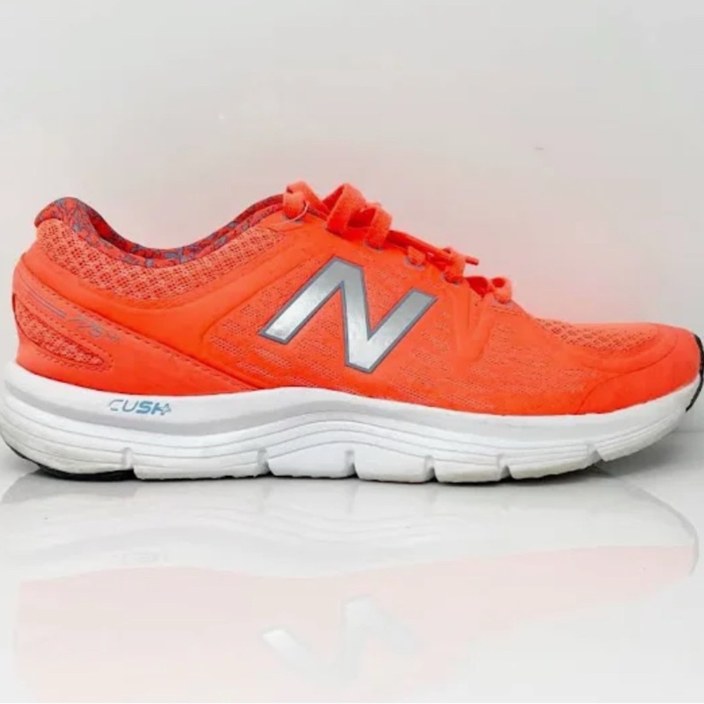 New Balance Women's Bright Orange Mesh Trainer with Silver N Logo